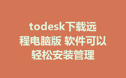 todesk下载远程电脑版 软件可以轻松安装管理