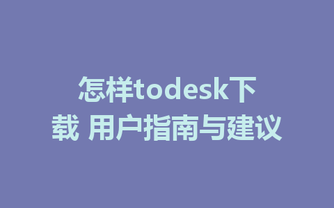 怎样todesk下载 用户指南与建议