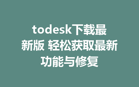 todesk下载最新版 轻松获取最新功能与修复