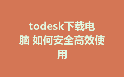 todesk下载电脑 如何安全高效使用