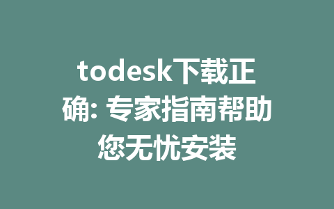 todesk下载正确: 专家指南帮助您无忧安装