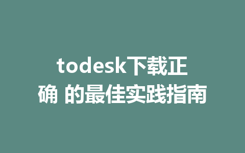 todesk下载正确 的最佳实践指南