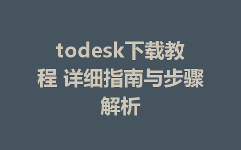 todesk下载教程 详细指南与步骤解析