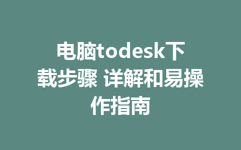 电脑todesk下载步骤 详解和易操作指南