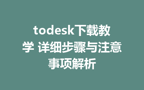 todesk下载教学 详细步骤与注意事项解析